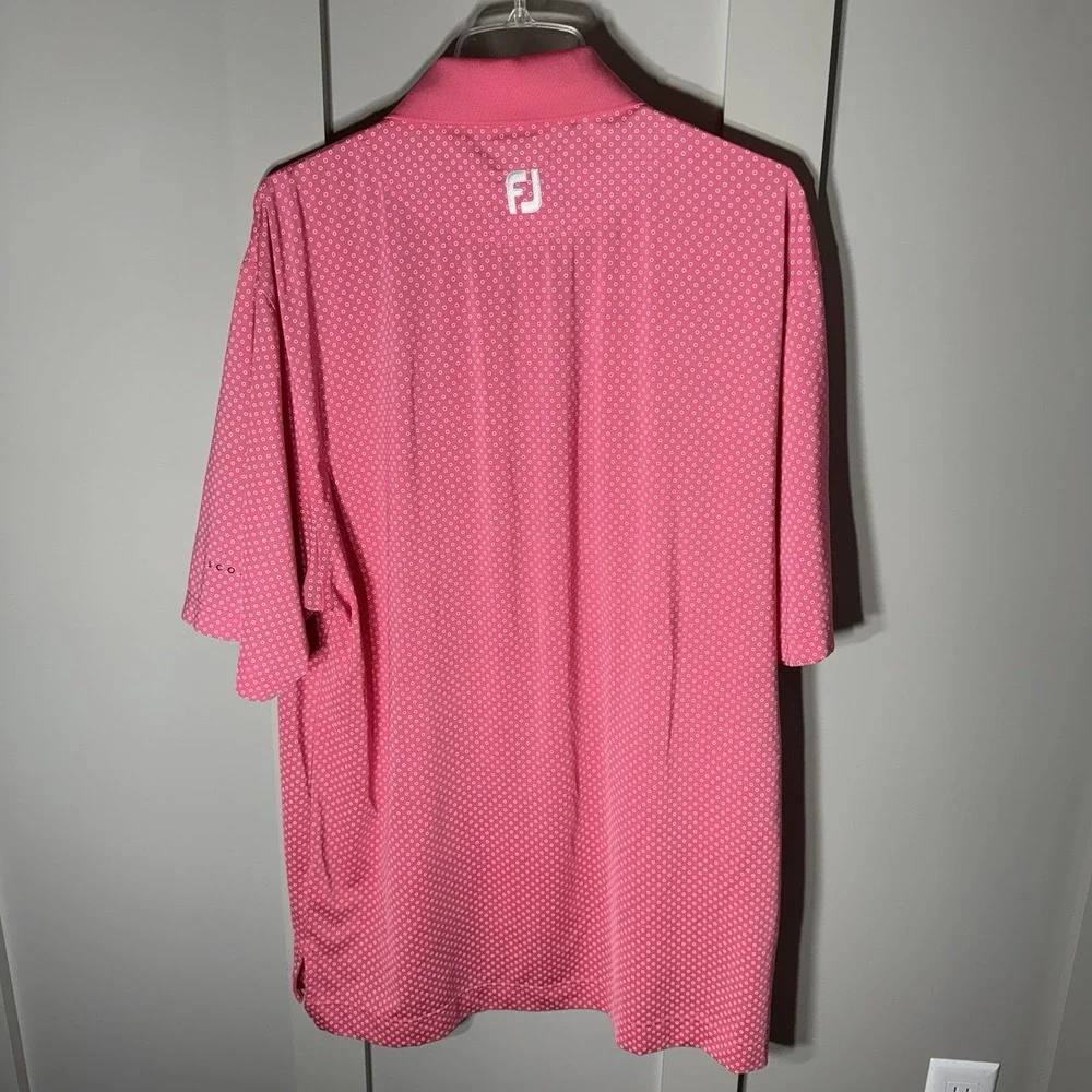 FootJoy Golf Polo Shirt Mens L Pink Floral Pattern Short Sleeve Performance Flex - Picture 5 of 6